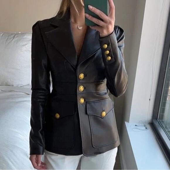 A.L.C. Jackets & Blazers - A.L.C. alc amelia vegan leather jacket blazer button closure faux vegan leather